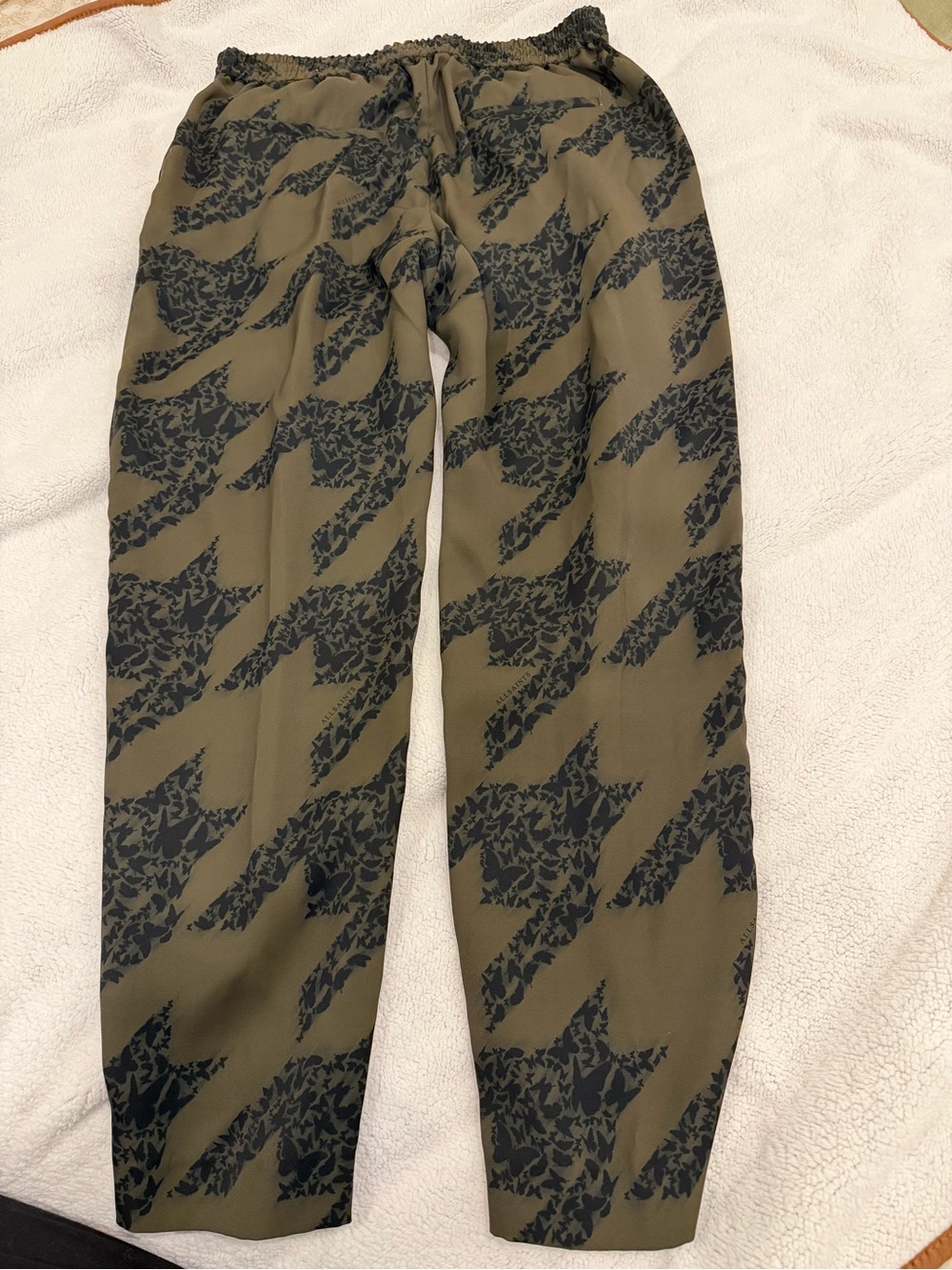 AllSaints Olive & Black Patterned Cropped Pants